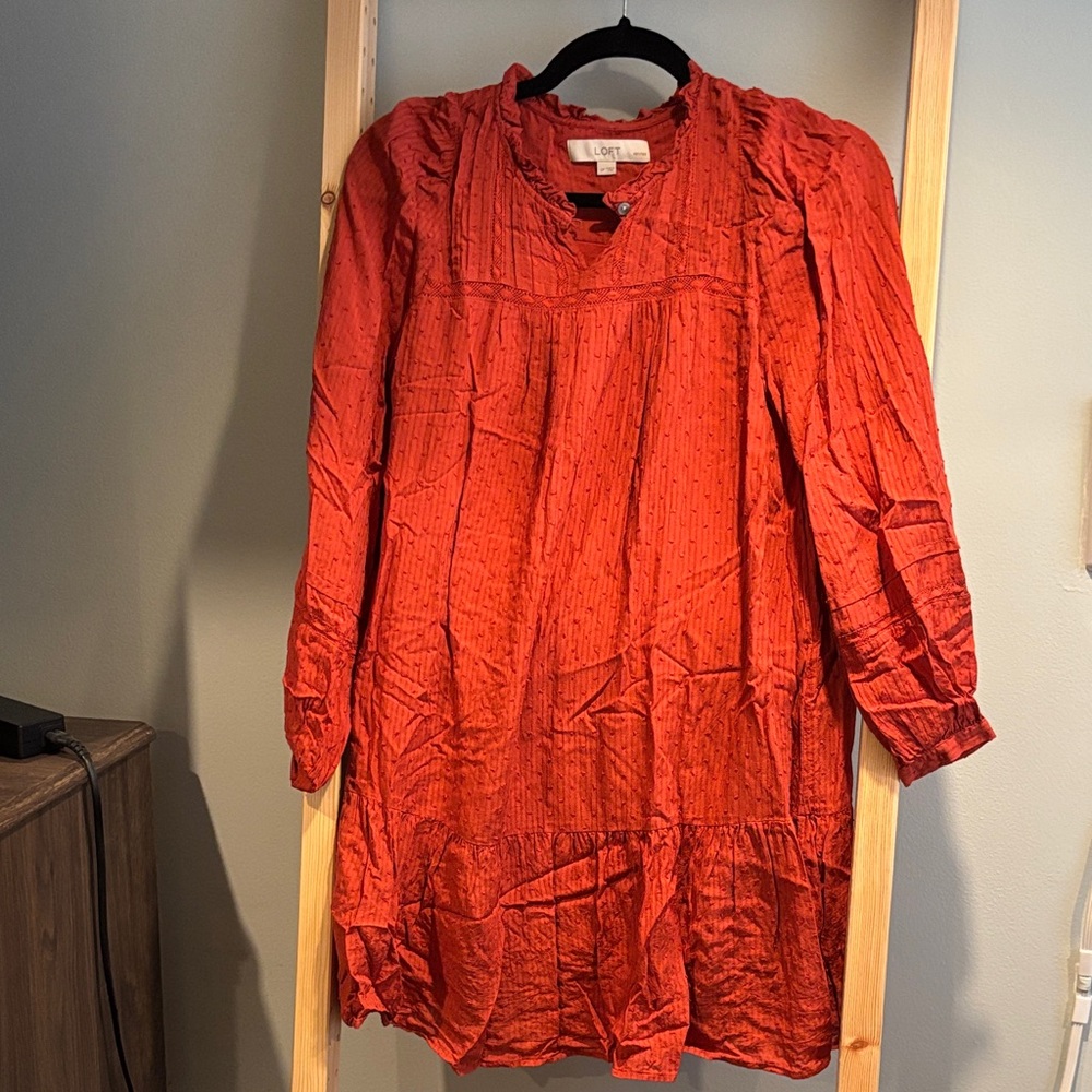 LOFT Red Long Sleeve Dress